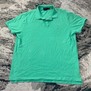 Polo Ralph Lauren Polo Shirt Mens XL Green Cotton Custom Slim Fit Tennis Tail